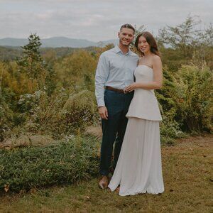 Matters Store “Monaco” Strapless Bridal Dress –XS– Chiffon Slit Gown – Like New